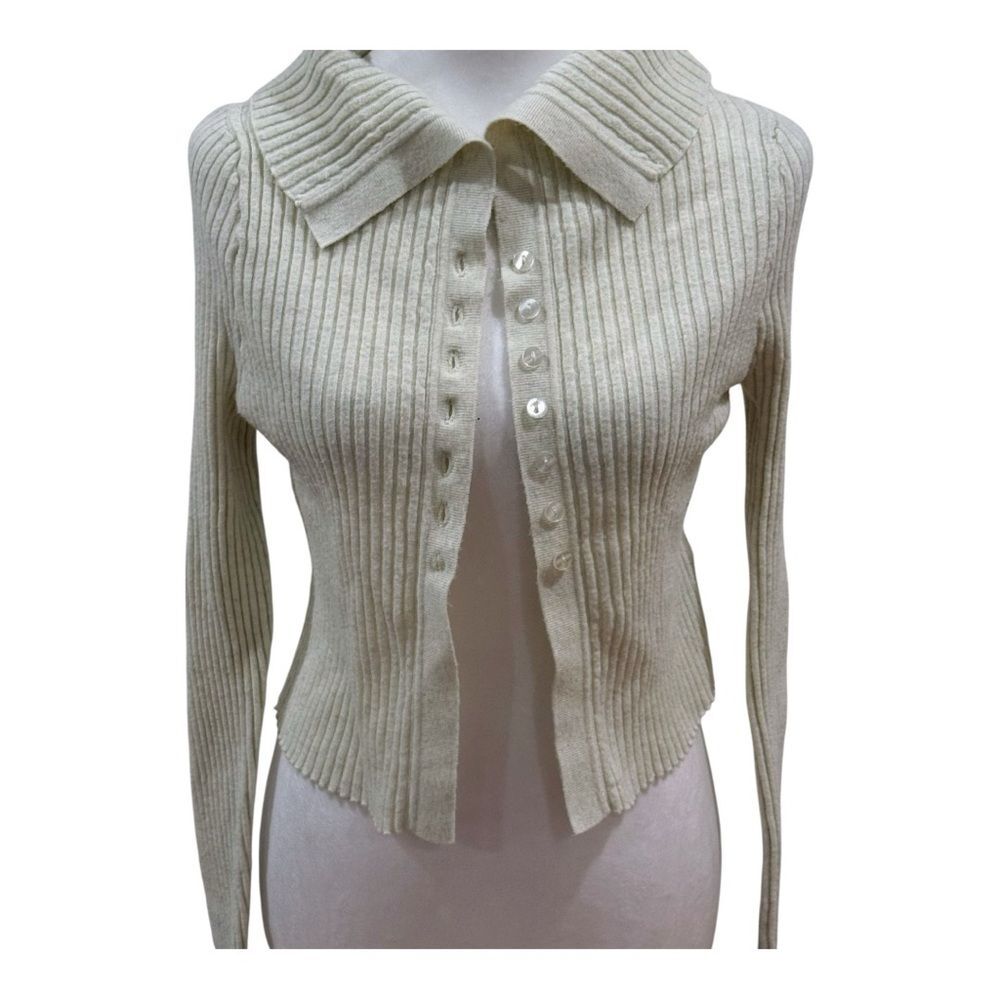 Urban Outfitters Cream Ribbed Button-Down Shirt